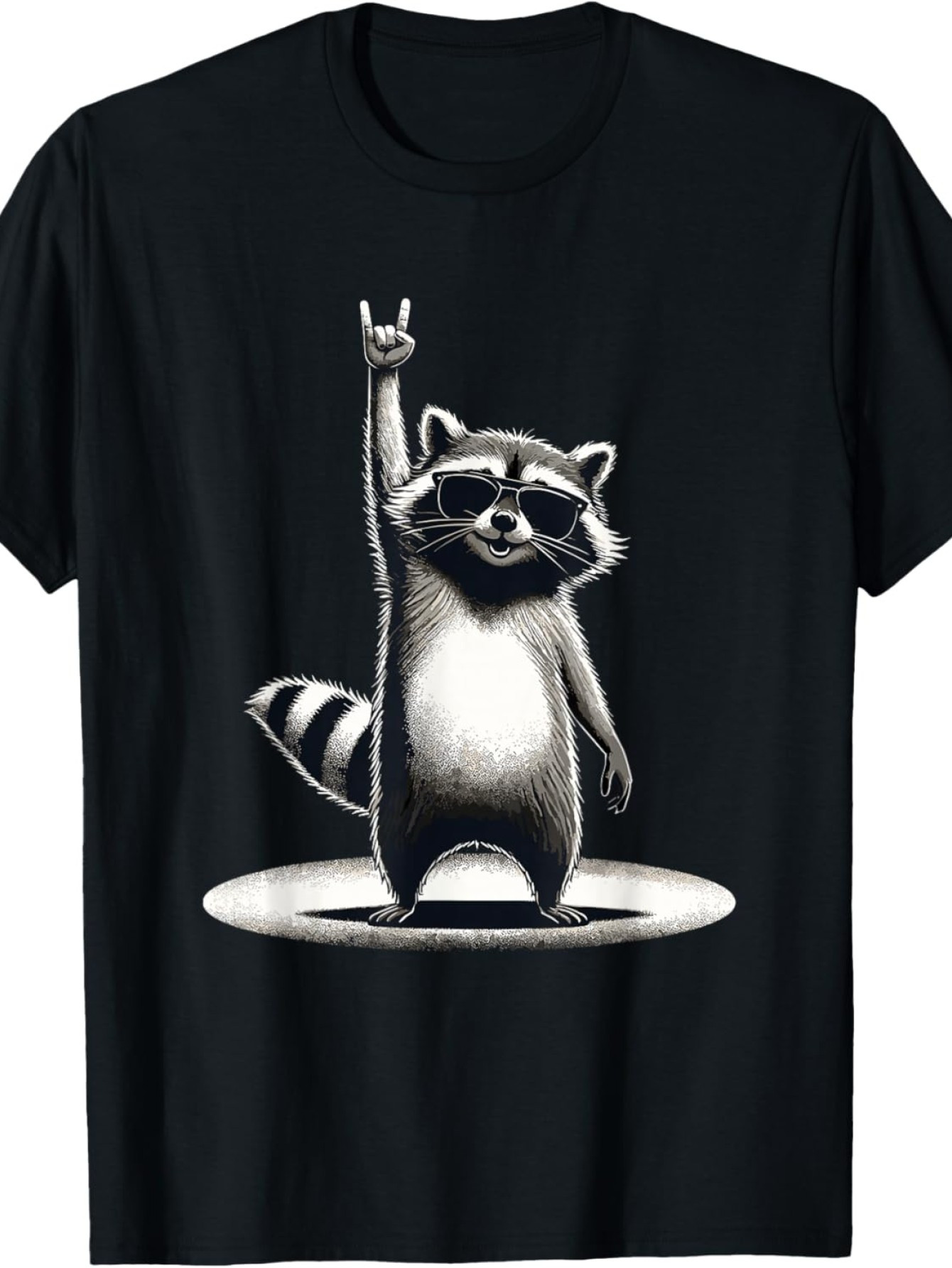 Men's Graphic T-Shirt Cool Raccoon With Sunglasses Standing On Spotlight Stage Raccoon
