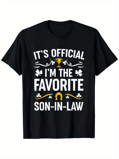 Men's Graphic T-Shirt Its Official Im The Favorite Statement With Trophy Accents And Decorative Elements T Shirt