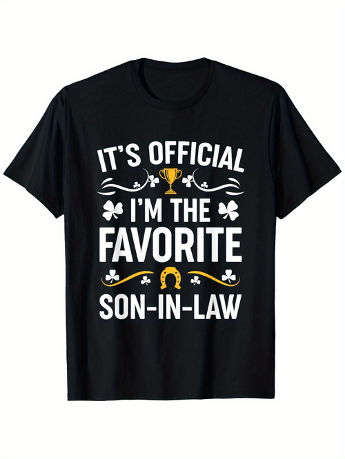Men's Graphic T-Shirt Its Official Im The Favorite Statement With Trophy Accents And Decorative Elements T Shirt