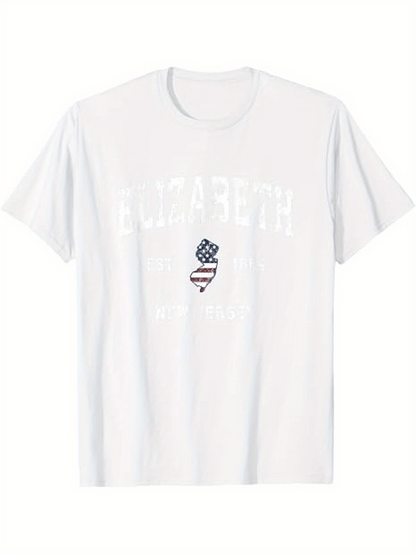 Men's Graphic T-Shirt American Flag Heart Shaped Patch In A Minimal White Shirt Design