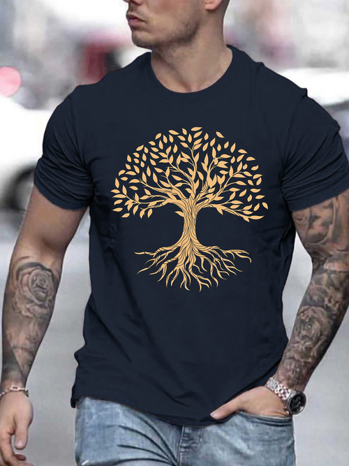 Men's Graphic T-Shirt Golden Leaves Spreading Gracefully On Majestic Old Growth Life Tree