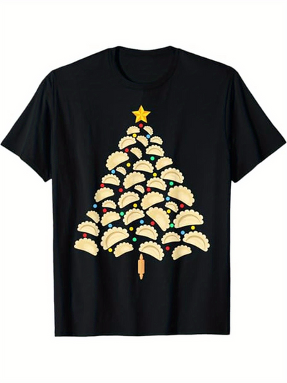 Men's Graphic T-Shirt Festive Holiday Lights Forming A Christmas Tree Of Tacos
