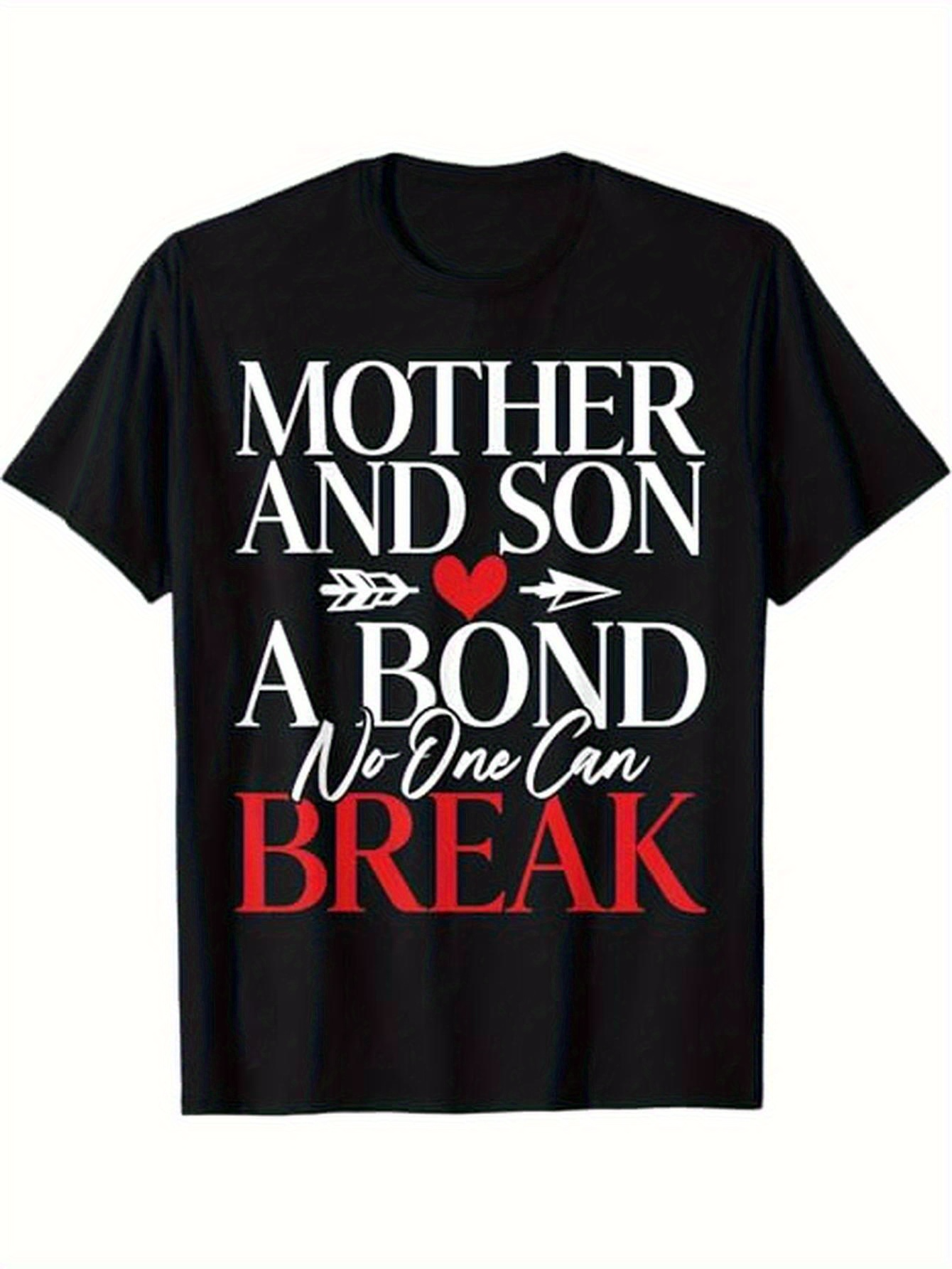 Men's Graphic T-Shirt Mother And Son Unbreakable Bond With Red Heart And Arrows