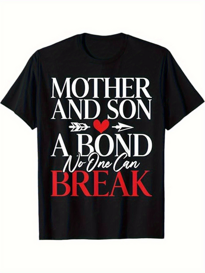 Men's Graphic T-Shirt Mother And Son Unbreakable Bond With Red Heart And Arrows