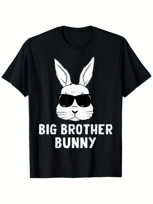 Men's Graphic T-Shirt Big Brother Bunny Wearing Cool Sunglasses With Fun Cartoon Bunny Face
