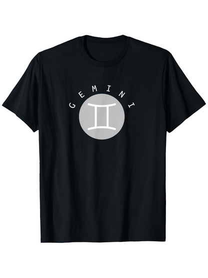 Men's Graphic T-Shirt Gemini Minimalist Gray Zodiac Circle Gemini Symbol