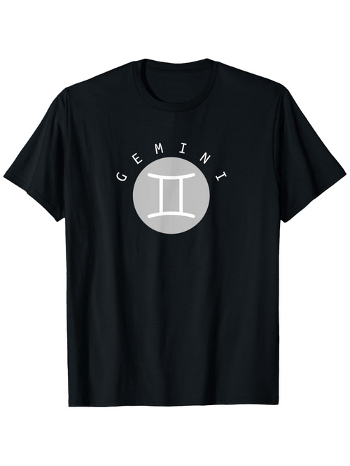 Men's Graphic T-Shirt Gemini Minimalist Gray Zodiac Circle Gemini Symbol