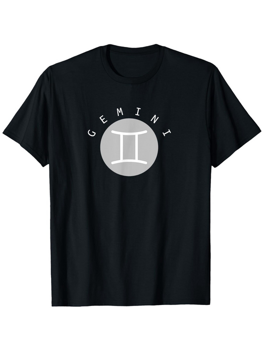 Men's Graphic T-Shirt Gemini Minimalist Gray Zodiac Circle Gemini Symbol