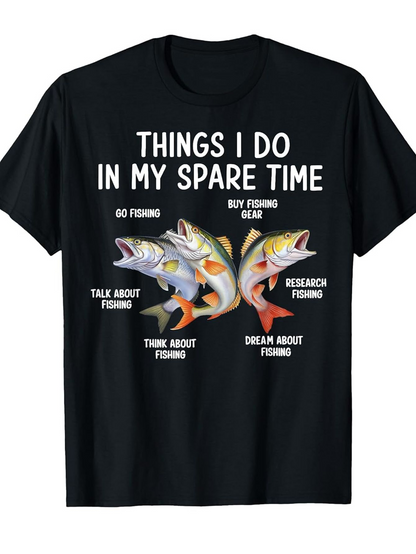Men's Graphic T-Shirt Things I Do In My Spare Time With Colorful Leaping Fishes And Water Splash Fish