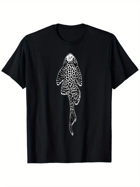 Men's Graphic T-Shirt Black Spotted Underwater Ocean Pattern Featuring Graceful Whale Shark