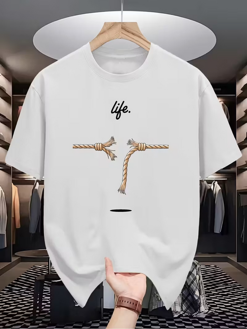 Men's Graphic T-Shirt Life Broken Rope Segments With Minimalist Abstract Art