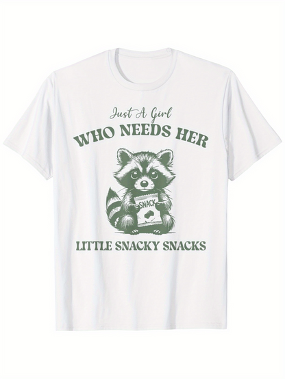 Men's Graphic T-Shirt Just A Girl Who Needs Her Little Snacky Snacks Cute Raccoon
