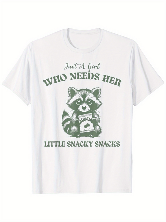 Men's Graphic T-Shirt Just A Girl Who Needs Her Little Snacky Snacks Cute Raccoon