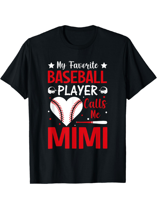 Men's Graphic T-Shirt My Favorite Baseball Player Calls Me Mimi Heart Graphic Baseball