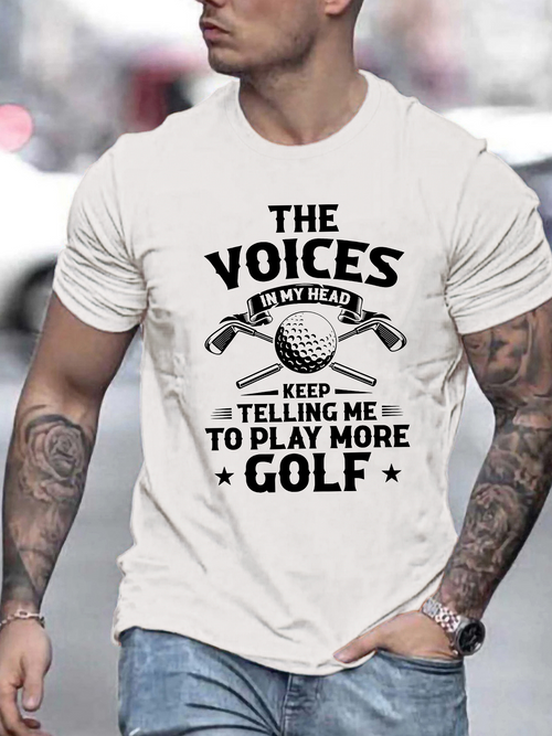 Men's Graphic T-Shirt The Voices In My Head Keep Telling Me To Play More Golf With Clubs And Ball Design Golf