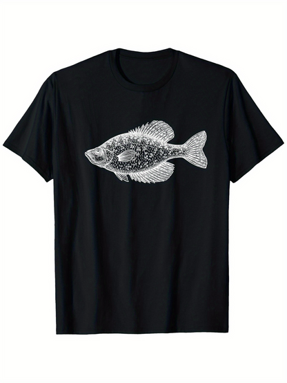 Men's Graphic T-Shirt Hand Drawn Sketched Ocean Fish With Detailed Scales And Fins