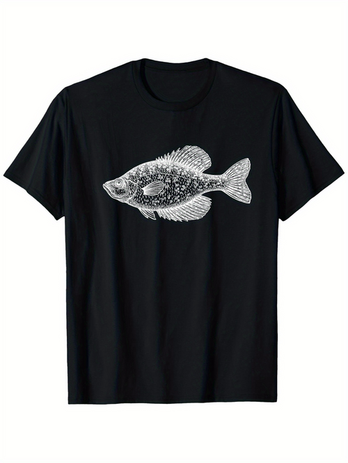 Men's Graphic T-Shirt Hand Drawn Sketched Ocean Fish With Detailed Scales And Fins