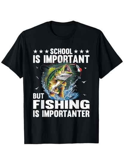 Men's Graphic T-Shirt School Is Important But Fishing Is Importanter With Splashes Water And Leaping Fish