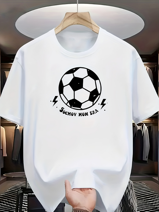 Men's Graphic T-Shirt Soccer Ball With Lightning Motif And Playful Circular Design Soccer Ball