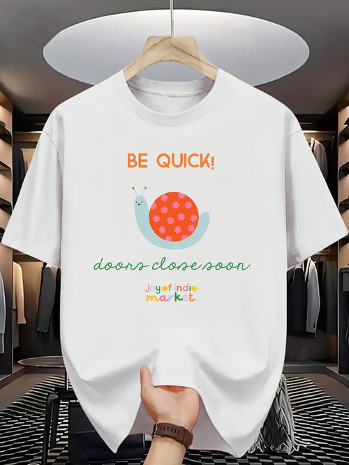 Men's Graphic T-Shirt Be Quick With Playful Dots And Cheerful Cartoon Snail