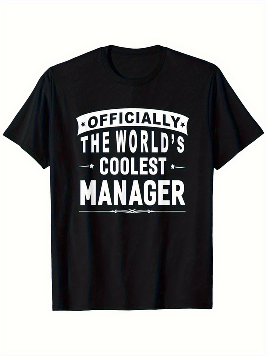 Men's Graphic T-Shirt Officially The Worlds Coolest Manager Bold White Text On Sleek Black Classic T Shirt