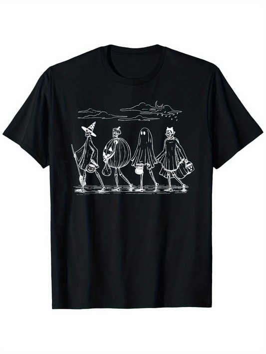 Men's Graphic T-Shirt Halloween Costumes With Autumn Scenery Crossing The Road