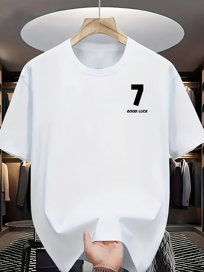 Men's Graphic T-Shirt Good Luck Minimalist Lucky Number Seven Graphic Number