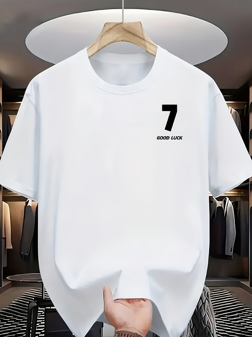 Men's Graphic T-Shirt Good Luck Minimalist Lucky Number Seven Graphic Number