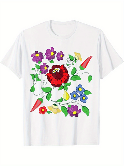 Men's Graphic T-Shirt Colorful Garden With Lush Green Leaves And Blooming Spring Flower
