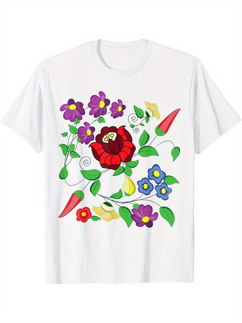 Men's Graphic T-Shirt Colorful Garden With Lush Green Leaves And Blooming Spring Flower