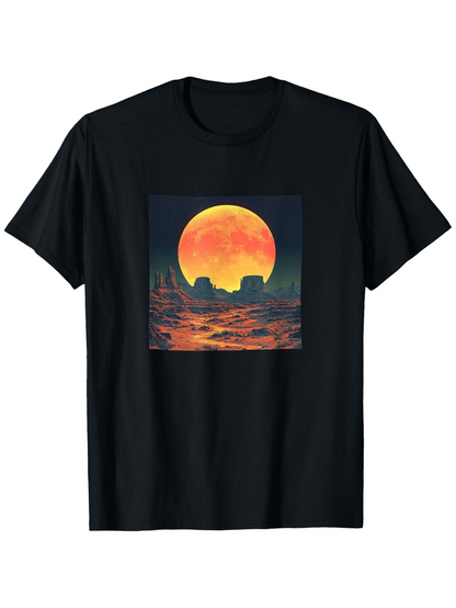 Men's Graphic T-Shirt Glowing Night Sky Over Calm Reflective Ocean Moon