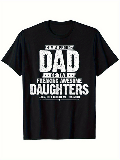 Men's Graphic T-Shirt Proud Dad With Large Bold Letters And Playful Family Humorous Statement T Shirt