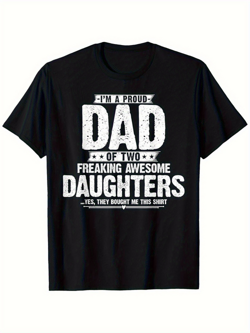 Men's Graphic T-Shirt Proud Dad With Large Bold Letters And Playful Family Humorous Statement T Shirt