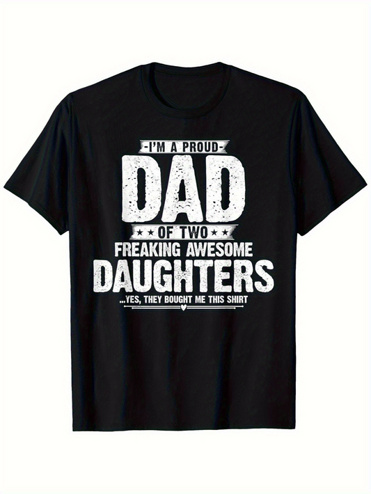 Men's Graphic T-Shirt Proud Dad With Large Bold Letters And Playful Family Humorous Statement T Shirt