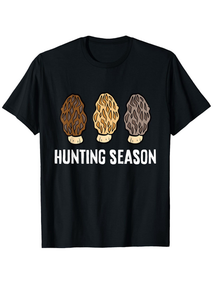 Men's Graphic T-Shirt Hunting Season With Three Colorful Wild Morel Mushrooms