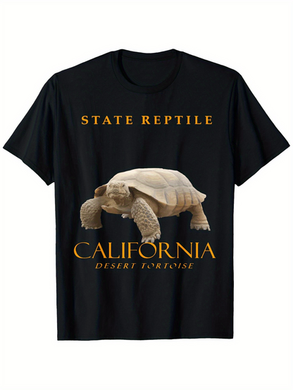 Men's Graphic T-Shirt State Reptile California Desert Tortoise Under Golden Text Tortoise