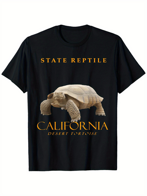 Men's Graphic T-Shirt State Reptile California Desert Tortoise Under Golden Text Tortoise