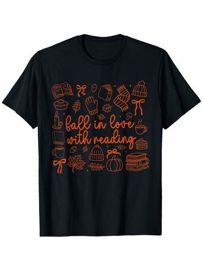 Men's Graphic T-Shirt Fall In Love With Reading Surrounded By Autumn Books And Cozy Hot Drinks