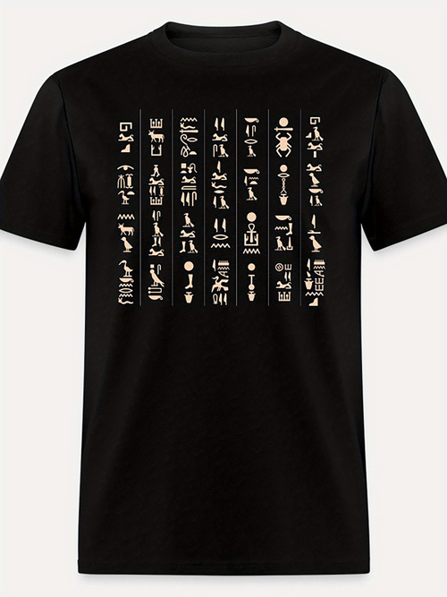 Men's Graphic T-Shirt Golden Hieroglyphs In Vertical Columns On Ancient Text Shirt
