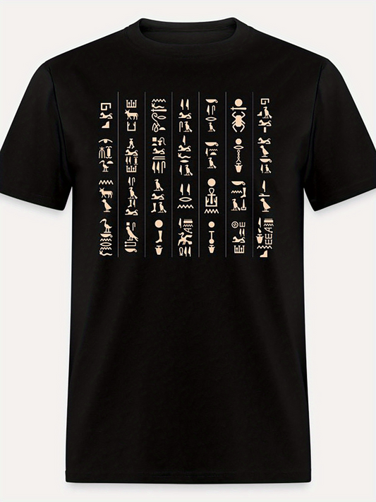 Men's Graphic T-Shirt Golden Hieroglyphs In Vertical Columns On Ancient Text Shirt