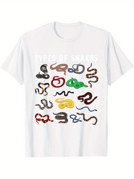 Men's Graphic T-Shirt Types Of Snakes Colorful Varieties In Grid Display Under Bright Lighting Snake