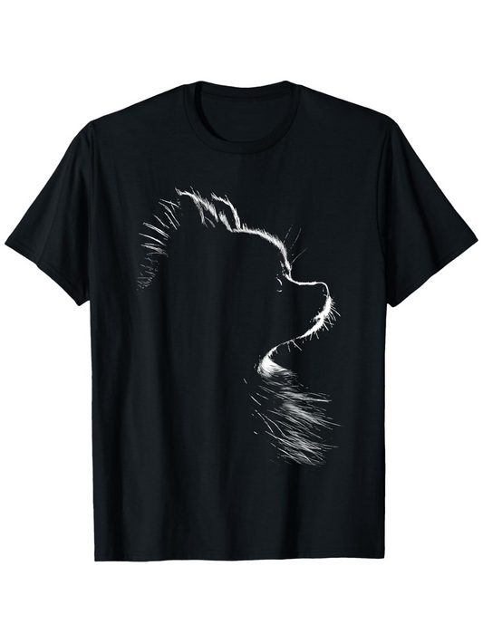 Men's Graphic T-Shirt Soft Brush Strokes Highlighting Silhouette Among Black Shadows Dog