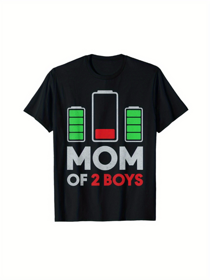 Men's Graphic T-Shirt Low Battery With Charging Symbols And Funny Parent Quote Mom