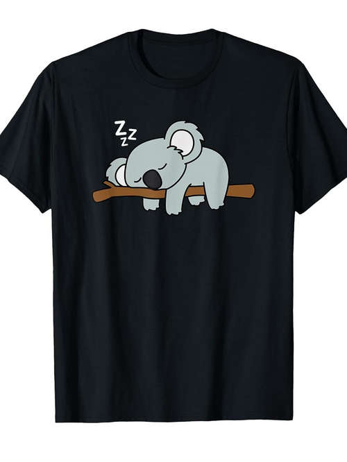 Men's Graphic T-Shirt Cute Koala Sleeping Peacefully On Tree Branch Under Zzz Letters Koala