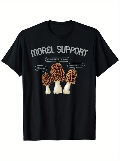 Men's Graphic T-Shirt Morel Support Three Funny Talking Mushrooms With Smiling Cartoon Faces