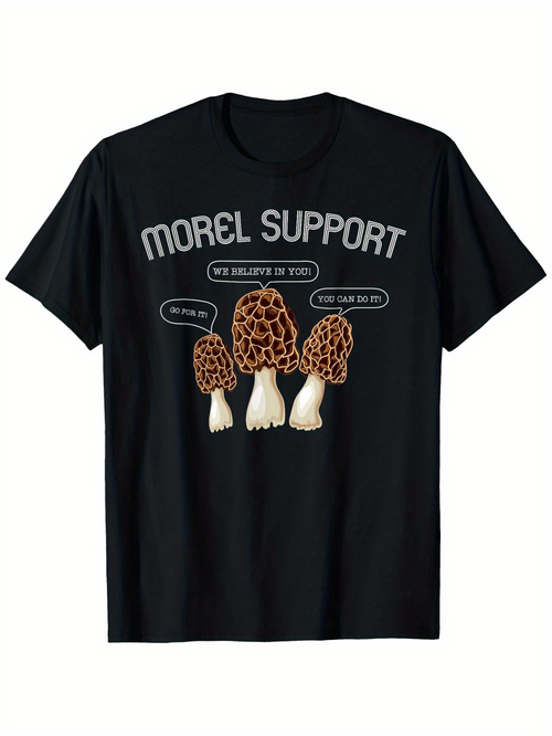 Men's Graphic T-Shirt Morel Support Three Funny Talking Mushrooms With Smiling Cartoon Faces