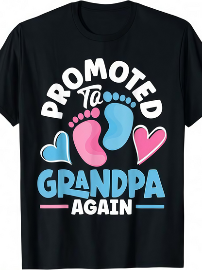 Men's Graphic T-Shirt Promoted To Grandpa Again With Cute Hearts And Baby Footprints