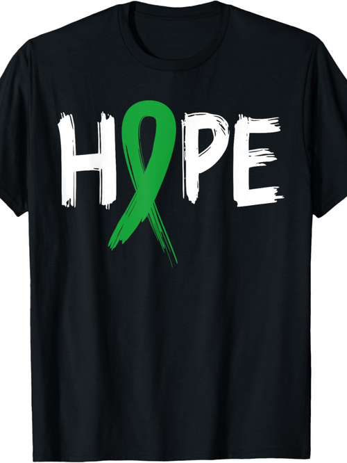 Men's Graphic T-Shirt Hope Green Awareness Ribbon Brush Stroke Word Art
