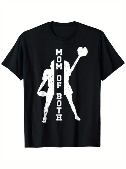 Men's Graphic T-Shirt Mom Of Both Silhouettes Of Cheerleader And Football Player Figure