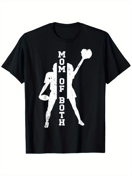 Men's Graphic T-Shirt Mom Of Both Silhouettes Of Cheerleader And Football Player Figure